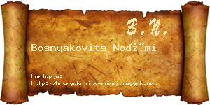 Bosnyakovits Noémi névjegykártya